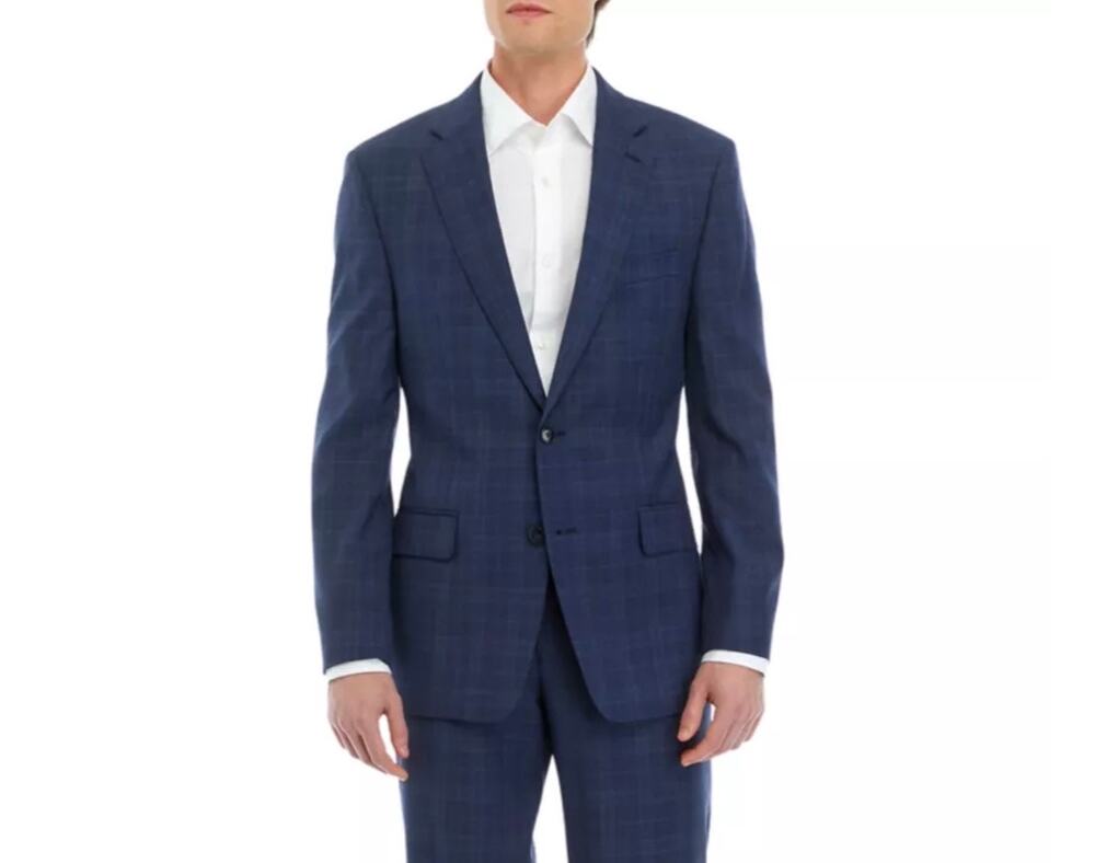 Michael kors blue plaid suit jacket size 38 S